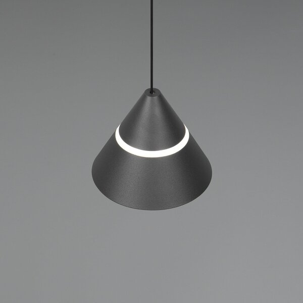 Trio Lighting Κρεμαστό φωτιστικό LED Romeo, Ø 14 cm, μαύρο, μέταλλο, CCT, Μαύρο, Σαλόνι / τραπεζαρία, Μέταλλο, σύγχρονο