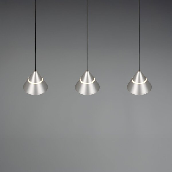 Trio Lighting LED κρεμαστή λάμπα Romeo μήκος 55 cm νικελίου χρώματος μέταλλο 3 φτερά., Μεταλλικό, Σαλόνι / τραπεζαρία, Μέταλλο, σύγχρονο