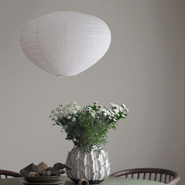 PR Home Κρεμαστό φωτιστικό Verona, λευκό, Ø 55 cm, ύφασμα, E27-LED, ρυθμιζόμενος, Λευκό, Σαλόνι / τραπεζαρία, Ύφασμα / Κλωστοϋφαντουργία