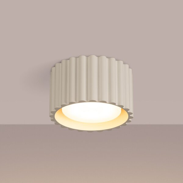 SOLLUX LIGHTING Φωτιστικό οροφής RIBLA, μπεζ, Ø 10 cm, μέταλλο, GX53, ρυθμιζόμενος, Μπεζ, Σαλόνι / τραπεζαρία, Αλουμίνιο