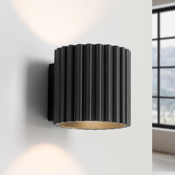 SOLLUX LIGHTING Φωτιστικό τοίχου RIBLA, μαύρο, Ø 10 cm, μέταλλο, G9, ρυθμιζόμενος, Μαύρο, Σαλόνι / τραπεζαρία, Αλουμίνιο, Στρογγυλό τοίχο