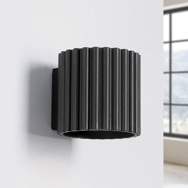 SOLLUX LIGHTING Φωτιστικό τοίχου RIBLA, μαύρο, Ø 10 cm, μέταλλο, G9, ρυθμιζόμενος, Μαύρο, Σαλόνι / τραπεζαρία, Αλουμίνιο, Στρογγυλό τοίχο