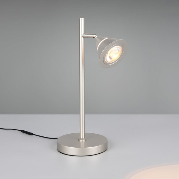 Trio Lighting LED επιτραπέζια λάμπα Romeo, ύψος 40 cm, χρώμα νικελίου, μέταλλο, CCT, ρυθμιζόμενος, Μεταλλικό, Σαλόνι / τραπεζαρία, Μέταλλο, σύγχρονο