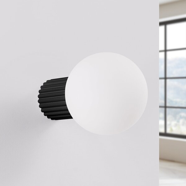 SOLLUX LIGHTING Φωτιστικό τοίχου ORBI, μαύρο, γυαλί/μέταλλο, Ø 12 cm, IP44, G9, ρυθμιζόμενος, Μαύρο, Μπάνιο, Αλουμίνιο, Σφαίρα