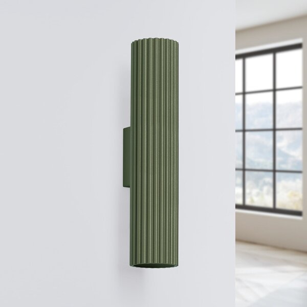 SOLLUX LIGHTING Φωτιστικό τοίχου ALORA, ύψος 30 cm, λαδί, μέταλλο, 2 x GU10, ρυθμιζόμενος, Πράσινο, Σαλόνι / τραπεζαρία, Αλουμίνιο, Στρογγυλό τοίχο