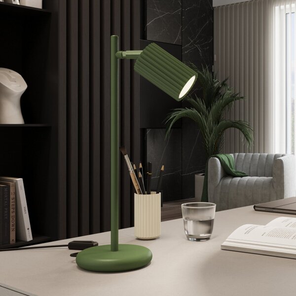 SOLLUX LIGHTING Επιτραπέζια λάμπα ALORA, ύψος 43 cm, λαδί, μέταλλο, GU10, Πράσινο, Σαλόνι / τραπεζαρία, Αλουμίνιο