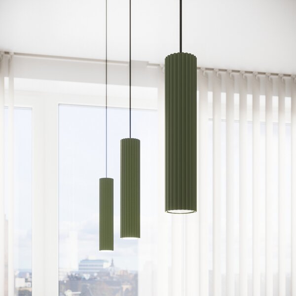 SOLLUX LIGHTING Κρεμαστό φωτιστικό ALORA, λαδί, Ø 8 cm, μέταλλο, GU10, ρυθμιζόμενος, Πράσινο, Σαλόνι / τραπεζαρία, Αλουμίνιο