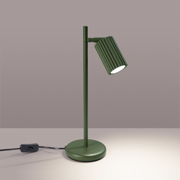 SOLLUX LIGHTING Επιτραπέζια λάμπα ALORA, ύψος 43 cm, λαδί, μέταλλο, GU10, Πράσινο, Σαλόνι / τραπεζαρία, Αλουμίνιο