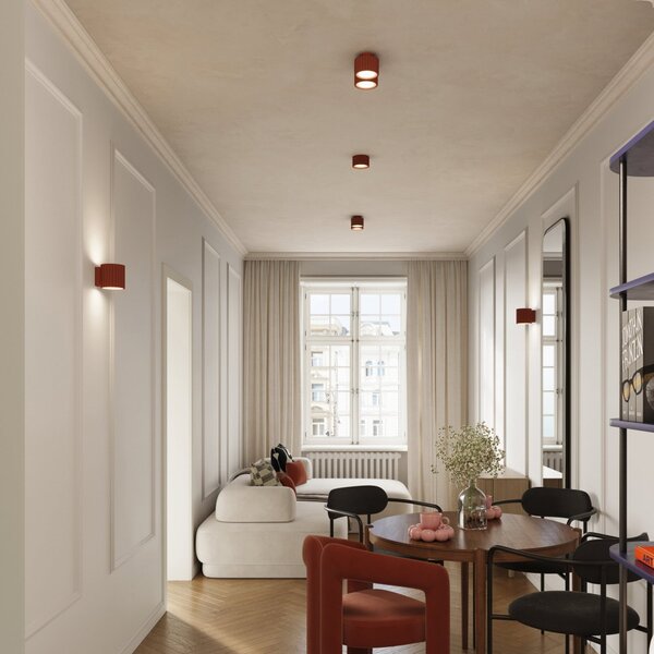 SOLLUX LIGHTING Φωτιστικό οροφής RIBLA, ώχρα, Ø 10 cm, μέταλλο, GX53, ρυθμιζόμενος, Καφέ / Σκουριάς, Σαλόνι / τραπεζαρία, Αλουμίνιο