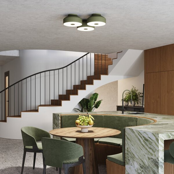 SOLLUX LIGHTING Φωτιστικό οροφής CLARO, λαδί, Ø 30 cm, μέταλλο, 4 x E27, ρυθμιζόμενος, Πράσινο, Σαλόνι / τραπεζαρία, Μέταλλο
