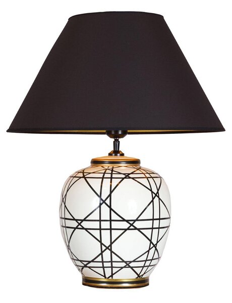 PR Home Επιτραπέζια λάμπα New York, μαύρη, ύψος 45 cm, κεραμικό, Μαύρο, Σαλόνι / τραπεζαρία, Ύφασμα / Κλωστοϋφαντουργία