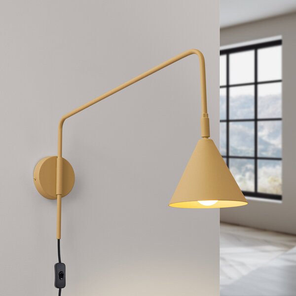 SOLLUX LIGHTING Φωτιστικό τοίχου LYS, χρυσό χρώμα, Ø 14 cm, μέταλλο, βύσμα, E14, Χρυσό / Ορείχαλκου, Σαλόνι / τραπεζαρία, Μέταλλο, Σκανδιναβικό, Στρογγυλό τοίχο