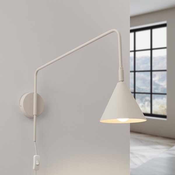 SOLLUX LIGHTING Φωτιστικό τοίχου LYS, μπεζ, Ø 14 cm, μέταλλο, βύσμα, E14, Μπεζ, Σαλόνι / τραπεζαρία, Μέταλλο, Σκανδιναβικό, Στρογγυλό τοίχο