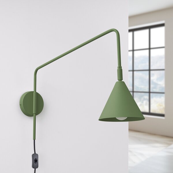 SOLLUX LIGHTING Φωτιστικό τοίχου LYS, λαδί, Ø 14 cm, μέταλλο, βύσμα, E14, Πράσινο, Σαλόνι / τραπεζαρία, Μέταλλο, Σκανδιναβικό, Στρογγυλό τοίχο
