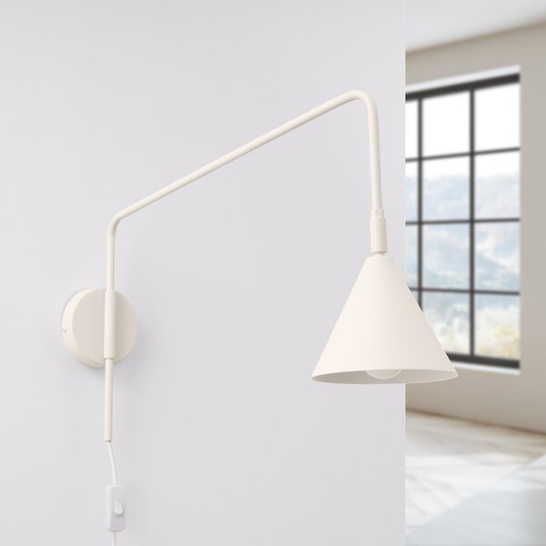 SOLLUX LIGHTING Φωτιστικό τοίχου LYS, μπεζ, Ø 14 cm, μέταλλο, βύσμα, E14, Μπεζ, Σαλόνι / τραπεζαρία, Μέταλλο, Σκανδιναβικό, Στρογγυλό τοίχο