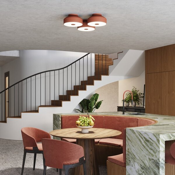 SOLLUX LIGHTING Φωτιστικό οροφής CLARO, ώχρα, Ø 30 cm, μέταλλο, 4 x E27, ρυθμιζόμενος, Καφέ / Σκουριάς, Σαλόνι / τραπεζαρία, Μέταλλο
