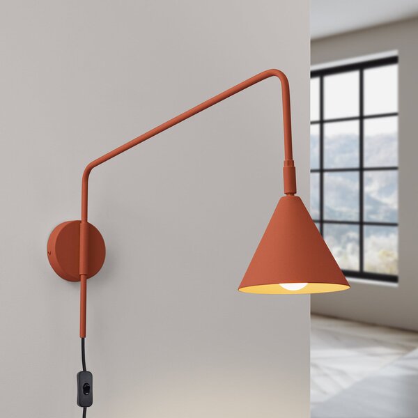 SOLLUX LIGHTING Φωτιστικό τοίχου LYS, ώχρα, Ø 14 cm, μέταλλο, βύσμα, E14, Καφέ / Σκουριάς, Σαλόνι / τραπεζαρία, Μέταλλο, Σκανδιναβικό, Στρογγυλό τοίχο