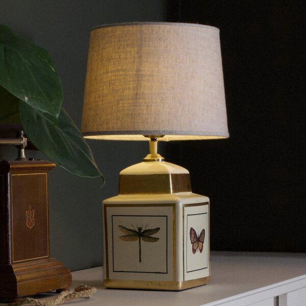 PR Home Επιτραπέζια λάμπα Lucca, άμμος, ύψος 45 cm, κεραμικό, Μπεζ, Σαλόνι / τραπεζαρία, Ύφασμα / Κλωστοϋφαντουργία