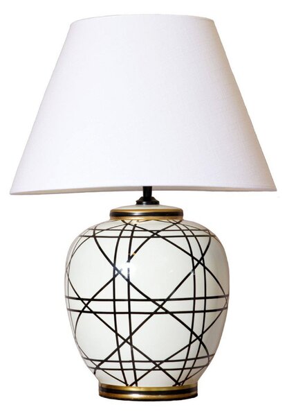 PR Home Επιτραπέζια λάμπα New York, λευκή, ύψος 60 cm, κεραμικό, Λευκό, Σαλόνι / τραπεζαρία, Ύφασμα / Κλωστοϋφαντουργία