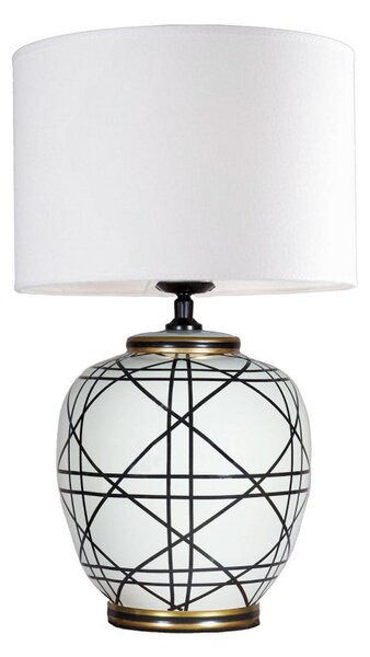 PR Home Επιτραπέζια λάμπα New York, λευκή, ύψος 61 cm, κεραμικό, Λευκό, Σαλόνι / τραπεζαρία, Ύφασμα / Κλωστοϋφαντουργία