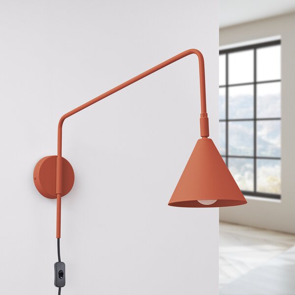 SOLLUX LIGHTING Φωτιστικό τοίχου LYS, ώχρα, Ø 14 cm, μέταλλο, βύσμα, E14, Καφέ / Σκουριάς, Σαλόνι / τραπεζαρία, Μέταλλο, Σκανδιναβικό, Στρογγυλό τοίχο