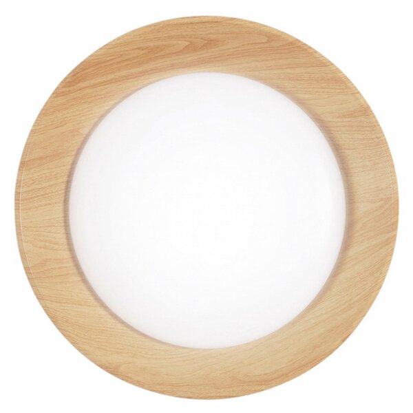 Luce Ambiente Design LED φωτιστικό οροφής Arka, Ø 40 cm, λευκό/εμφάνιση ξύλου, μέταλλο, CCT, Λευκό, Σαλόνι / τραπεζαρία, Μέταλλο, σύγχρονο