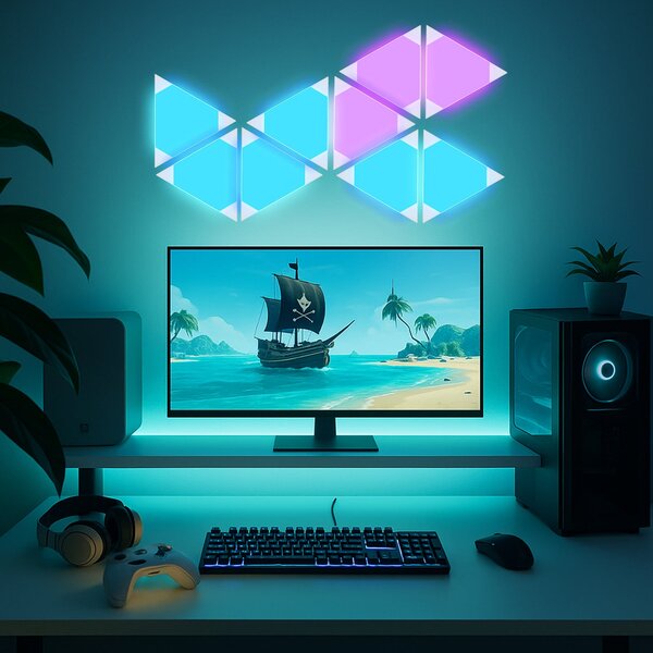 Calex Smart LED απλίκα TRIANGLES, 9 τεμάχια, RGBW, ρυθμιζόμενη ένταση φωτισμού, ρυθμιζόμενος, Λευκό, Σαλόνι / τραπεζαρία, Πλαστικό, σύγχρονο