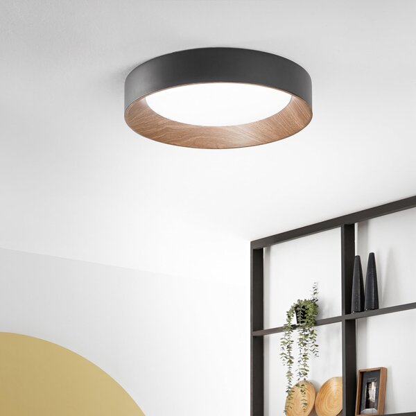 Luce Ambiente Design LED φωτιστικό οροφής Arka, Ø 50 cm, μαύρο, μέταλλο, CCT, Μαύρο, Σαλόνι / τραπεζαρία, Μέταλλο, σύγχρονο