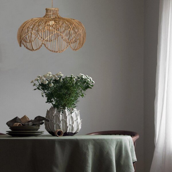 PR Home Κρεμαστό φωτιστικό Belle, χρώμα ξύλου, ρατάν, Ø 43 cm, ρυθμιζόμενος, Ξύλου, Σαλόνι / τραπεζαρία, Ξύλο