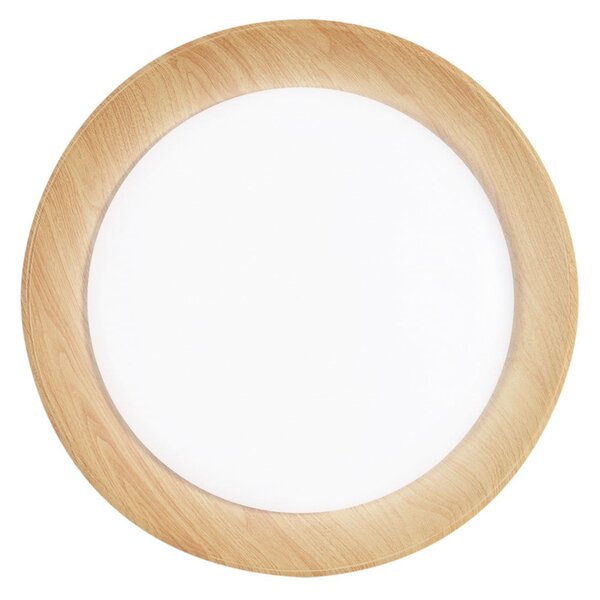 Luce Ambiente Design LED οροφής Arka, Ø 50 cm, λευκό/εμφάνιση ξύλου, μέταλλο, CCT, Λευκό, Σαλόνι / τραπεζαρία, Μέταλλο, σύγχρονο