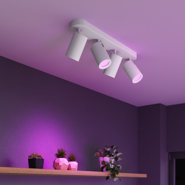 Calex Smart Spot οροφής λευκό μήκος 49 cm 4-φωτιστικά GU10-LED RGBW, ρυθμιζόμενος, Λευκό, Σαλόνι / τραπεζαρία, Μέταλλο, σύγχρονο, Ημικυκλική οροφή με απόσταση