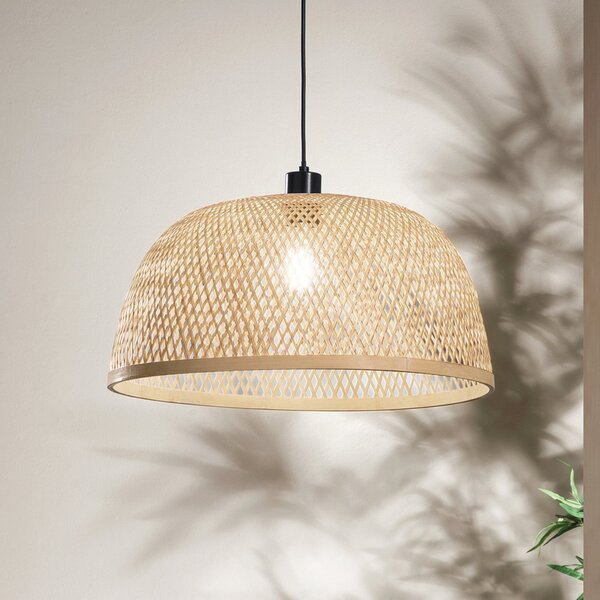 Luce Ambiente Design Κρεμαστό φωτιστικό Bamboo, καφέ, Ø 48 cm, μπαμπού, ρυθμιζόμενος, Καφέ / Σκουριάς, Σαλόνι / τραπεζαρία, Μπαμπού