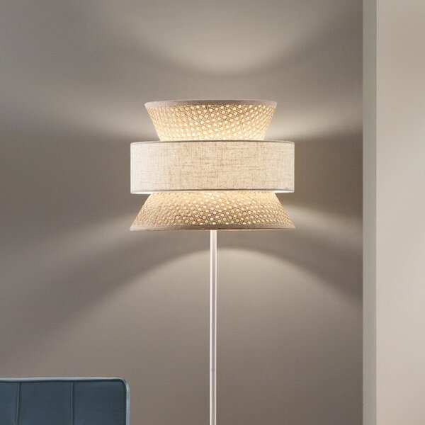 Luce Ambiente Design Φωτιστικό δαπέδου Gazebo, φυσικό/μπεζ, ύψος 147 cm, ρατάν/ύφασμα, Μπεζ, Σαλόνι / τραπεζαρία, Ξύλο