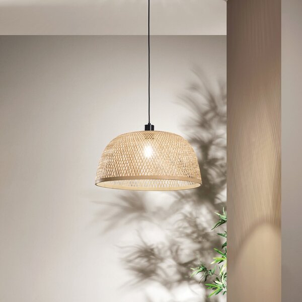 Luce Ambiente Design Κρεμαστό φωτιστικό Bamboo, καφέ, Ø 48 cm, μπαμπού, ρυθμιζόμενος, Καφέ / Σκουριάς, Σαλόνι / τραπεζαρία, Μπαμπού