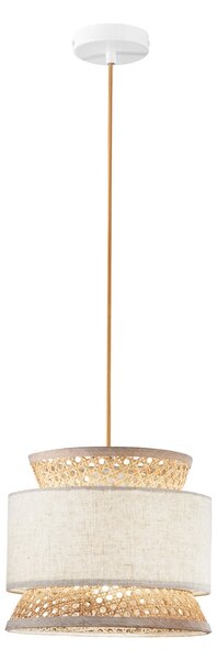 Luce Ambiente Design Κρεμαστό φωτιστικό Gazebo, φυσικό/μπεζ, Ø 26 cm, ρατάν/ύφασμα, ρυθμιζόμενος, Μπεζ, Σαλόνι / τραπεζαρία, Ξύλο