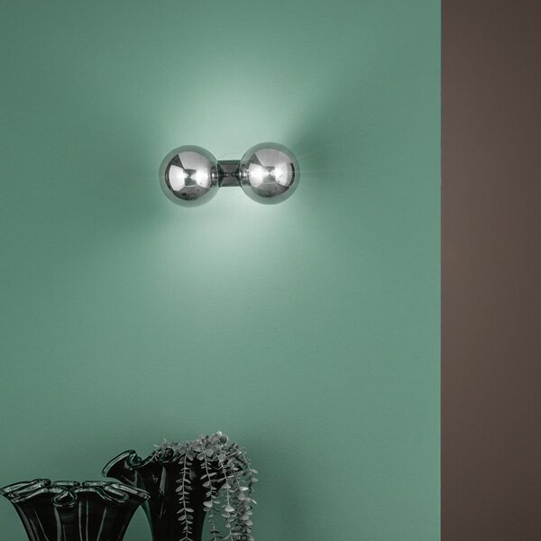 Luce Ambiente Design Φωτιστικό τοίχου HONEY, ύψος 34 εκ., μαύρο/γκρι καπνού, 2 φωτιστικά, ρυθμιζόμενος, Μαύρο, Σαλόνι / τραπεζαρία, Γυαλί
