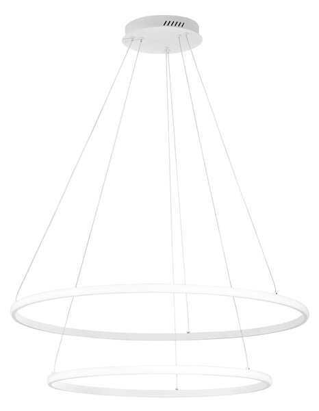 Luce Ambiente Design Κρεμαστό φωτιστικό LED Axis, Ø 80/60 cm, λευκό, μέταλλο, CCT, Λευκό, Σαλόνι / τραπεζαρία, Μέταλλο, σύγχρονο