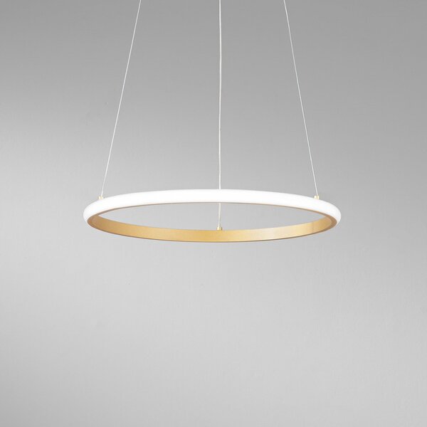 Luce Ambiente Design Κρεμαστό φωτιστικό LED Axis, Ø 40 cm, χρυσό χρώμα, μέταλλο, CCT, Χρυσό / Ορείχαλκου, Σαλόνι / τραπεζαρία, Μέταλλο, σύγχρονο