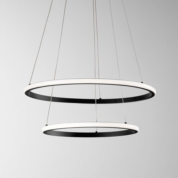 Luce Ambiente Design Κρεμαστό φωτιστικό LED Axis, Ø 60/40 cm, μαύρο, μέταλλο, CCT, RGB, Μαύρο, Σαλόνι / τραπεζαρία, Μέταλλο, σύγχρονο