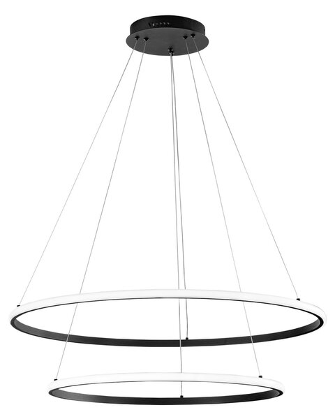 Luce Ambiente Design Κρεμαστό φωτιστικό LED Axis, Ø 80/60 cm, μαύρο, μέταλλο, CCT, Μαύρο, Σαλόνι / τραπεζαρία, Μέταλλο, σύγχρονο