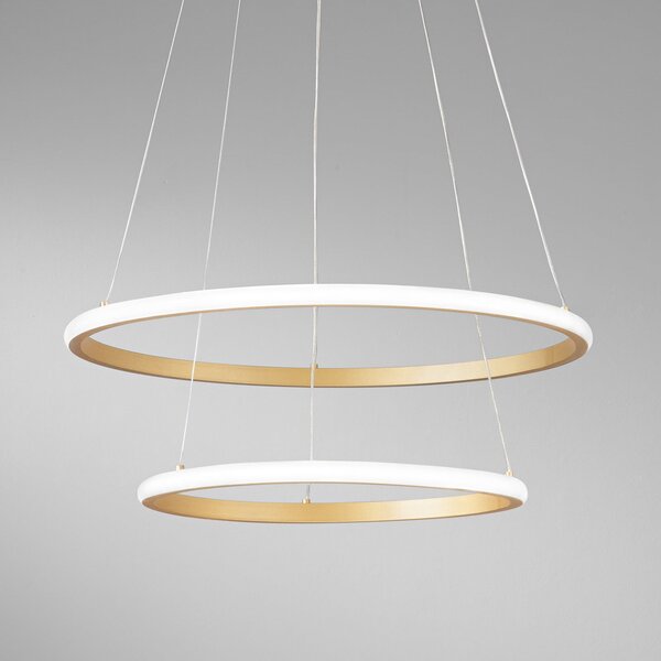 Luce Ambiente Design Κρεμαστό φωτιστικό LED Axis, Ø 60/40 cm, χρυσό μέταλλο CCT, RGB, Χρυσό / Ορείχαλκου, Σαλόνι / τραπεζαρία, Μέταλλο, σύγχρονο