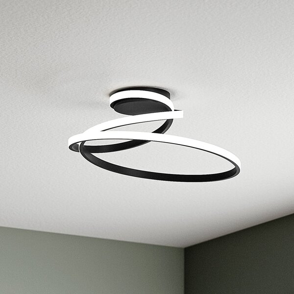 Luce Ambiente Design LED φωτιστικό οροφής COASTER, μαύρο, μήκος 50 cm, μέταλλο, CCT, Μαύρο, Σαλόνι / τραπεζαρία, Αλουμίνιο, σύγχρονο