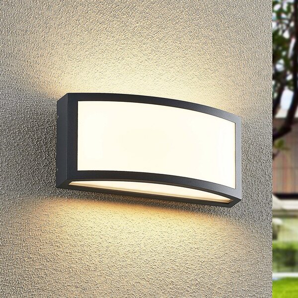 Lindby Jakari LED φωτιστικό τοίχου εξωτερικού χώρου, γωνιακό, λευκό, Μαύρο, Μέταλλο, σύγχρονο
