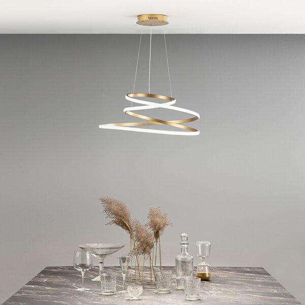 Luce Ambiente Design Κρεμαστή λάμπα LED COASTER, χρυσό χρώμα, Ø 60 cm, μέταλλο, CCT, Χρυσό / Ορείχαλκου, Σαλόνι / τραπεζαρία, Αλουμίνιο, σύγχρονο