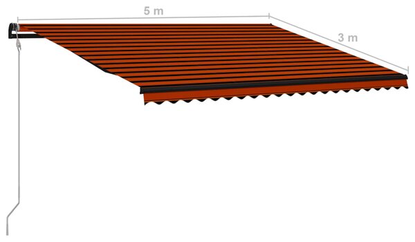 VidaXL Τέντα Συρόμενη Αυτόματη Πορτοκαλί / Καφέ 500 x 300 εκ