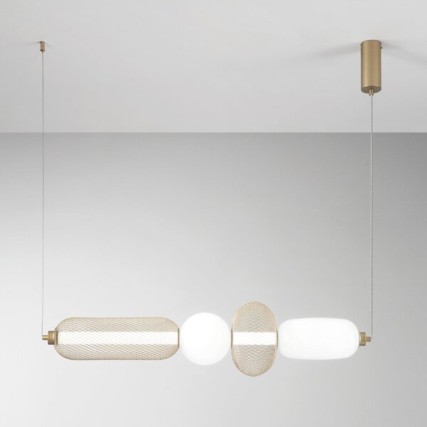 Luce Ambiente Design Κρεμαστή λάμπα LED INKAS, ύψος 90 cm χρυσό χρώμα γυαλί/μέταλλο, CCT, Χρυσό / Ορείχαλκου, Σαλόνι / τραπεζαρία, Γυαλί