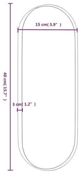 VidaXL Καθρέφτης Επιτοίχιος Οβάλ Μαύρος 15 x 40 εκ