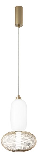 Luce Ambiente Design Κρεμαστή λάμπα LED INKAS, ύψος 41 cm, χρυσό χρώμα γυαλί/μέταλλο CCT, Χρυσό / Ορείχαλκου, Σαλόνι / τραπεζαρία, Γυαλί