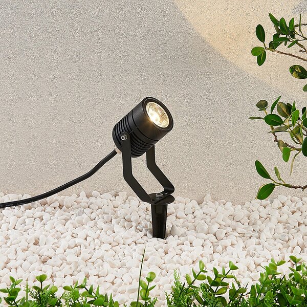 Lindby Εξωτερικός προβολέας LED Maris με ακίδα εδάφους, IP65, μαύρο, Μαύρο, Μέταλλο, σύγχρονο