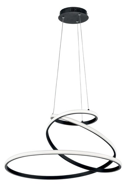 Luce Ambiente Design Κρεμαστή λάμπα LED COASTER, μαύρη, Ø 60 cm, μέταλλο, CCT, Μαύρο, Σαλόνι / τραπεζαρία, Αλουμίνιο, σύγχρονο